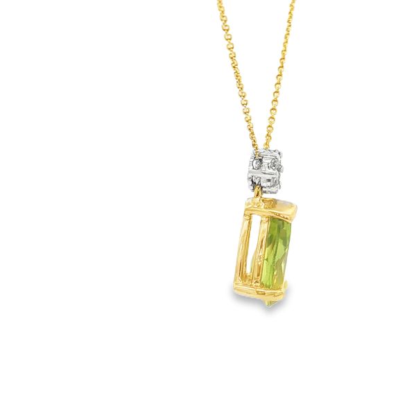 14K Two Tone Peridot and Diamond Pendant Image 3 Jaymark Jewelers Cold Spring, NY