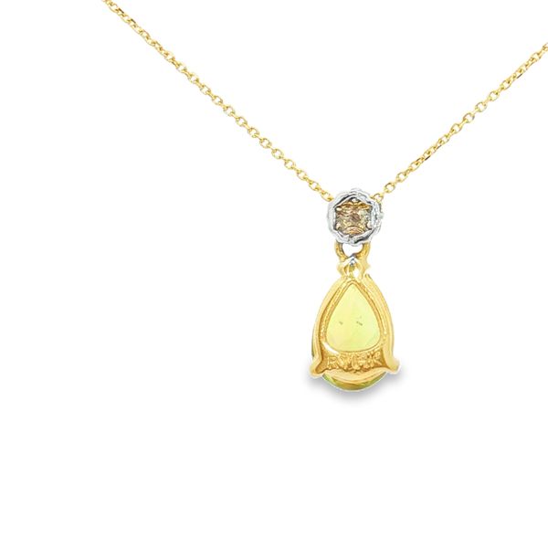 14K Two Tone Peridot and Diamond Pendant Image 4 Jaymark Jewelers Cold Spring, NY