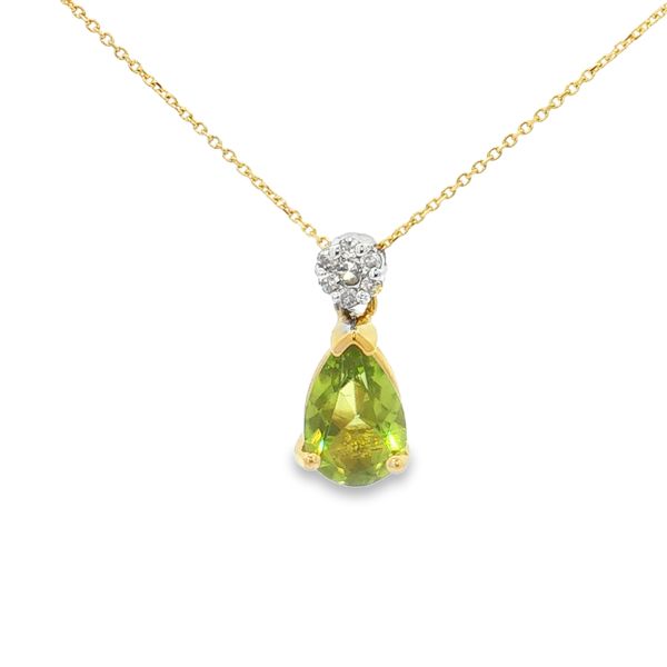 14K Two Tone Peridot and Diamond Pendant Jaymark Jewelers Cold Spring, NY