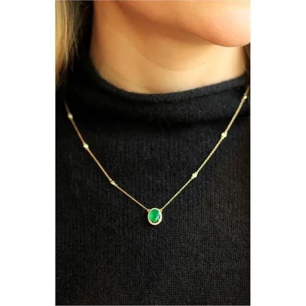 14K Yellow Gold Emerald and Diamond Necklace Image 3 Jaymark Jewelers Cold Spring, NY