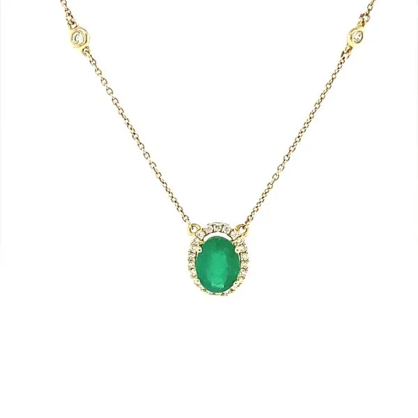 14K Yellow Gold Emerald and Diamond Necklace Jaymark Jewelers Cold Spring, NY