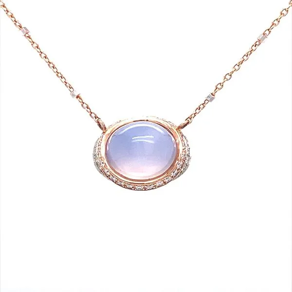14K Two Tone Gold Lavender Chalcedony and Diamond Wrap Necklace Jaymark Jewelers Cold Spring, NY