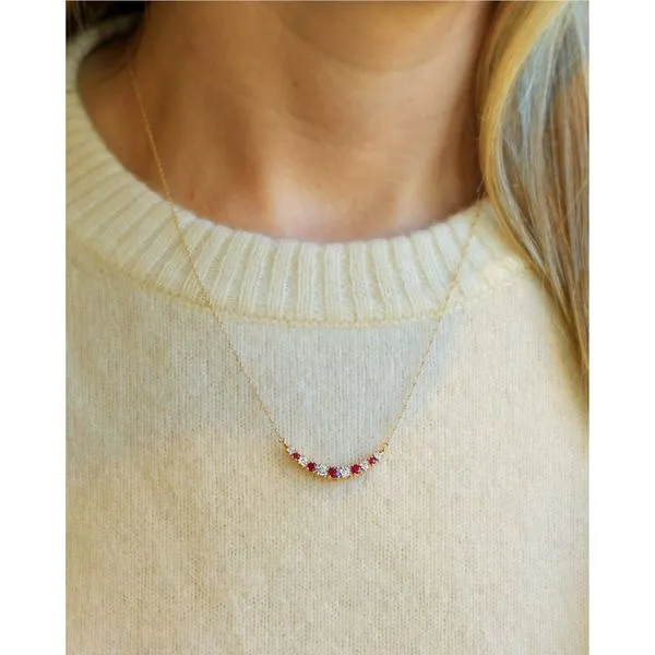 14K Yellow Gold Ruby and Diamond Necklace Image 3 Jaymark Jewelers Cold Spring, NY