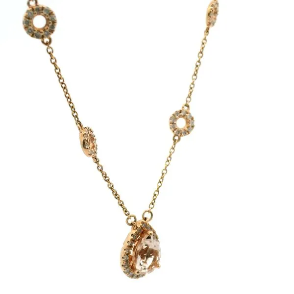 14K Rose Gold Morganite and Diamond Necklace Image 2 Jaymark Jewelers Cold Spring, NY