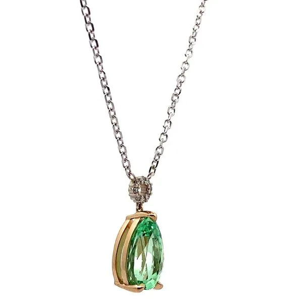 14K and 18K Two Tone Mint Garnet Necklace Image 2 Jaymark Jewelers Cold Spring, NY