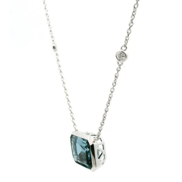 14K White Gold London Blue Topaz and Diamond Necklace Image 3 Jaymark Jewelers Cold Spring, NY