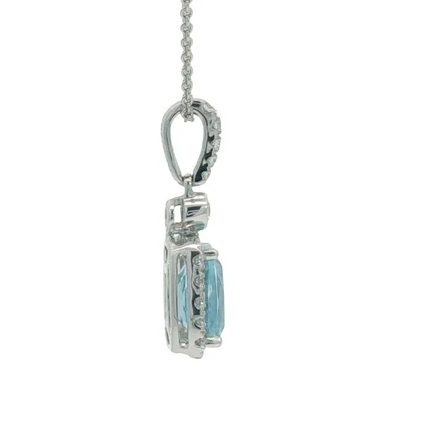 14K White Gold Aquamarine and Diamond Necklace Image 3 Jaymark Jewelers Cold Spring, NY