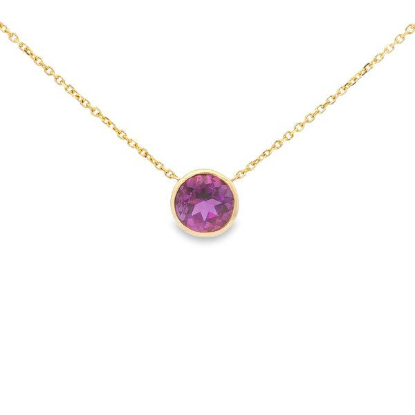 14K Yellow Gold Amethyst Bezel Necklace Jaymark Jewelers Cold Spring, NY