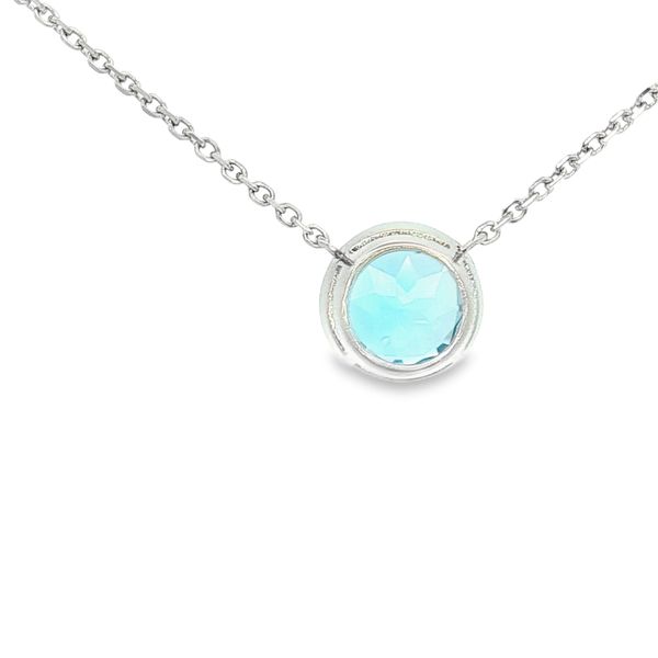 14K White Gold Blue Topaz Bezel Necklace Image 2 Jaymark Jewelers Cold Spring, NY