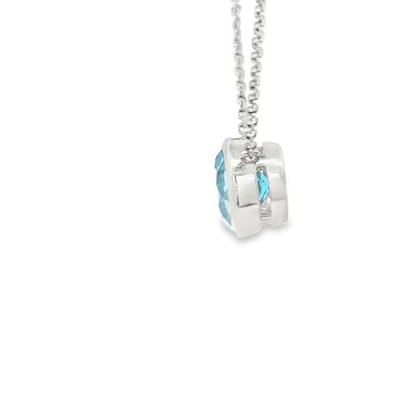14K White Gold Blue Topaz Bezel Necklace Image 3 Jaymark Jewelers Cold Spring, NY