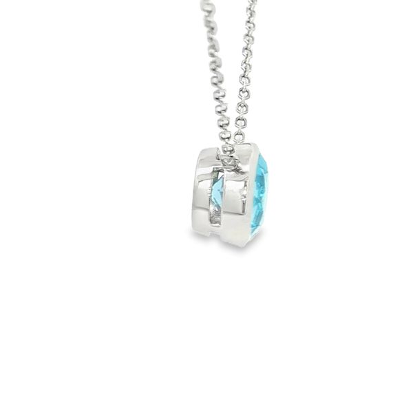 14K White Gold Blue Topaz Bezel Necklace Image 4 Jaymark Jewelers Cold Spring, NY