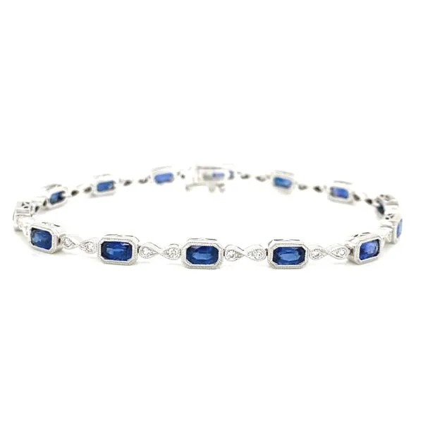 14K White Gold Sapphire and Diamond Bracelet Jaymark Jewelers Cold Spring, NY