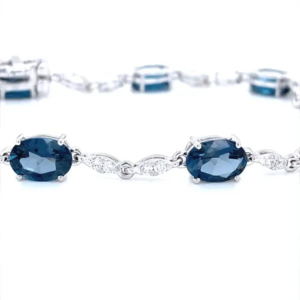 14K White Gold Diamond and London Blue Topaz Bracelet Image 2 Jaymark Jewelers Cold Spring, NY
