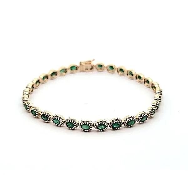 14k Yellow Gold Emerald and Diamond Bracelet Jaymark Jewelers Cold Spring, NY
