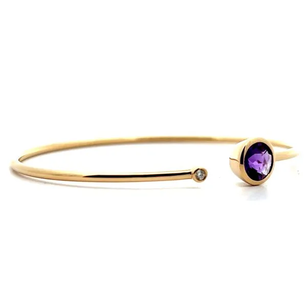 14K Yellow Gold Amethyst and Diamond Bangle Bracelet Image 2 Jaymark Jewelers Cold Spring, NY