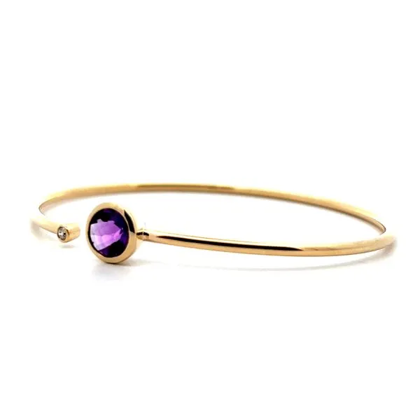 14K Yellow Gold Amethyst and Diamond Bangle Bracelet Image 3 Jaymark Jewelers Cold Spring, NY