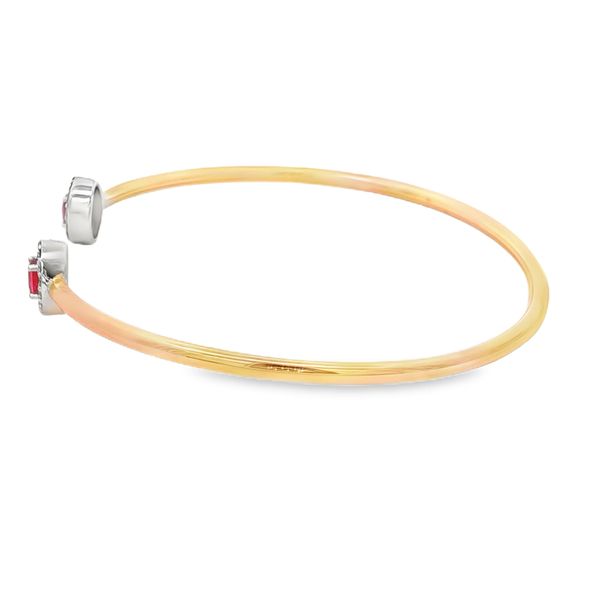 14K Rose Gold Ruy and Diamond Halo Cuff Bangle Image 2 Jaymark Jewelers Cold Spring, NY
