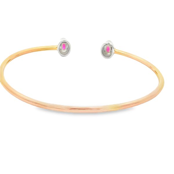 14K Rose Gold Ruy and Diamond Halo Cuff Bangle Image 3 Jaymark Jewelers Cold Spring, NY