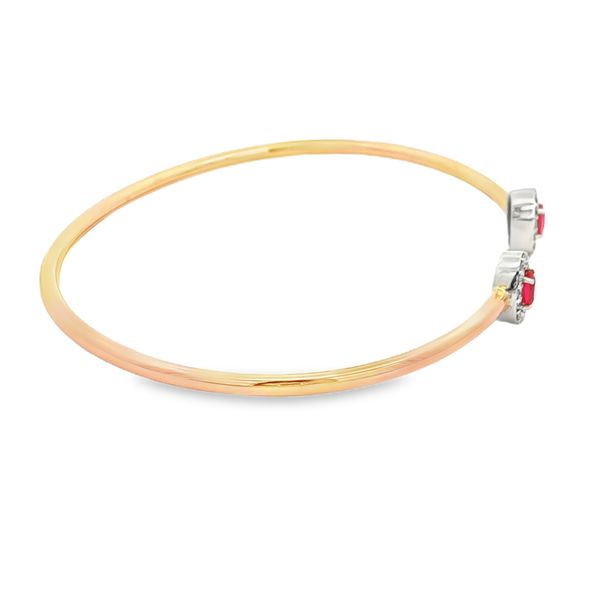 14K Rose Gold Ruy and Diamond Halo Cuff Bangle Image 4 Jaymark Jewelers Cold Spring, NY