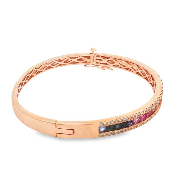 14K Rose Gold Muti Sapphire and Diamond Bangle Image 3 Jaymark Jewelers Cold Spring, NY