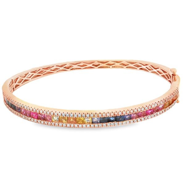 14K Rose Gold Muti Sapphire and Diamond Bangle Jaymark Jewelers Cold Spring, NY