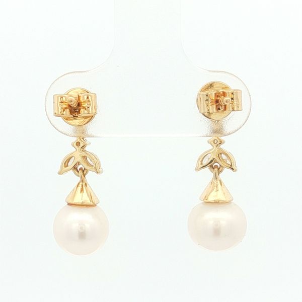 14K Yellow Gold Pearl and Diamond Earrings Image 4 Jaymark Jewelers Cold Spring, NY