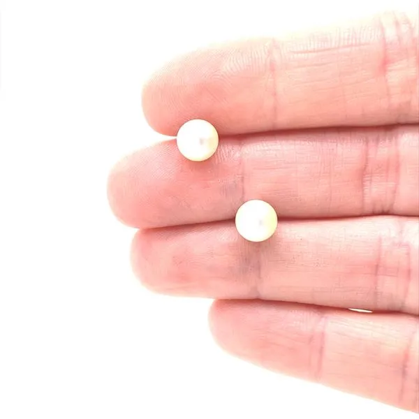 14K Yellow Gold Akoya Pearl Stud Earrings Image 2 Jaymark Jewelers Cold Spring, NY