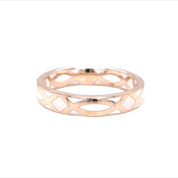 14K Rose Gold White Enamel Ring Jaymark Jewelers Cold Spring, NY