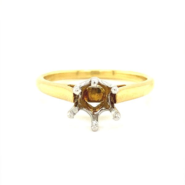 18K Yellow Gold and Platinum Solitaire Mounting Jaymark Jewelers Cold Spring, NY
