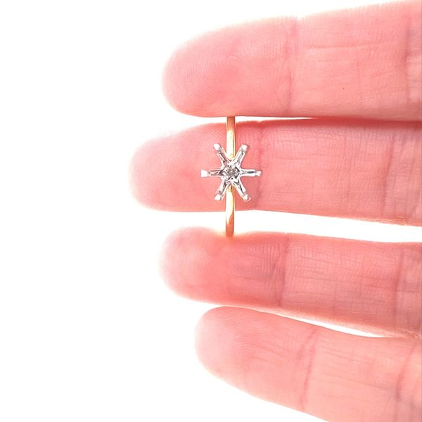 14K Two Tone Gold Six Prong Round Solitaire Mounting Image 2 Jaymark Jewelers Cold Spring, NY