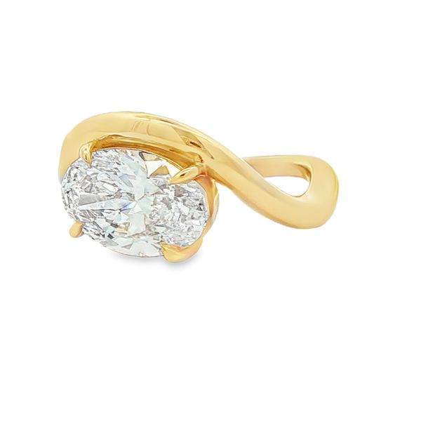 14K Yellow Gold Asymmetrical Solitaire Engagement Ring Image 2 Jaymark Jewelers Cold Spring, NY