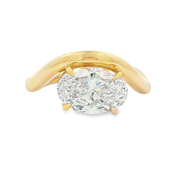 14K Yellow Gold Asymmetrical Solitaire Engagement Ring Jaymark Jewelers Cold Spring, NY