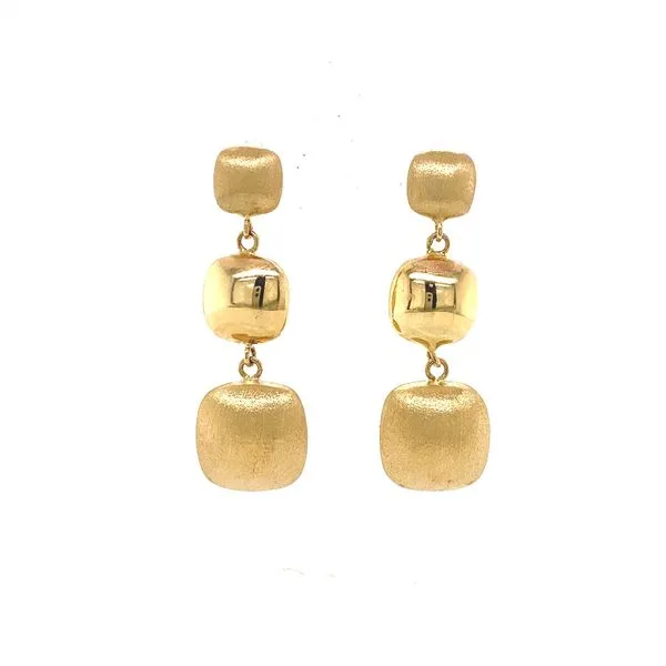 14kt Yellow Gold Brushed and Polished Dangle Earrings Jaymark Jewelers Cold Spring, NY