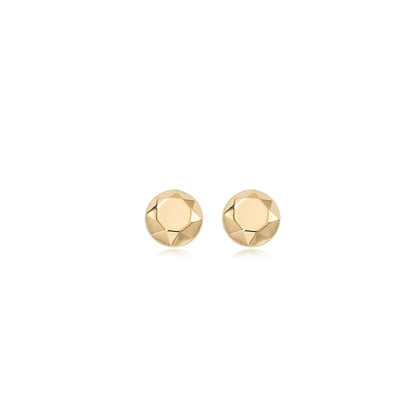 14K Yellow Gold Faceted Dome Stud Earrings Jaymark Jewelers Cold Spring, NY