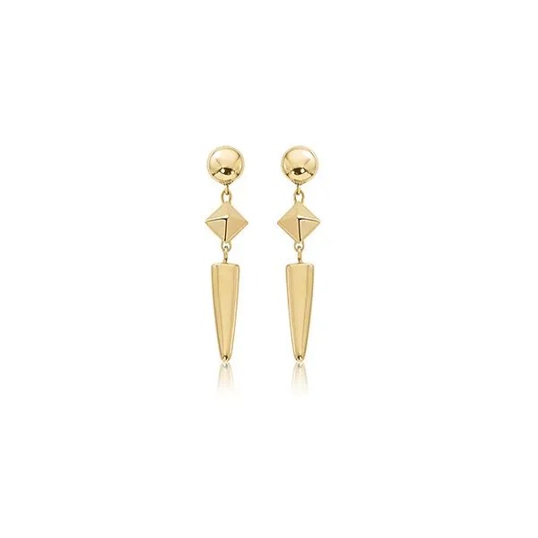 14K Yellow Gold Geometric Dangle Earrings Jaymark Jewelers Cold Spring, NY