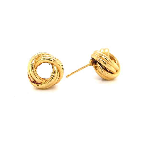 14K Yellow Gold Double Love Knot Earrings Image 3 Jaymark Jewelers Cold Spring, NY