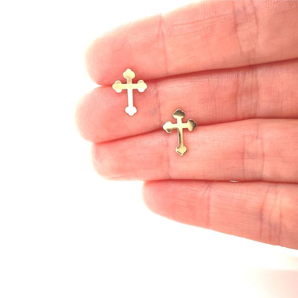 14K Yellow Gold Cross Earrings Image 2 Jaymark Jewelers Cold Spring, NY