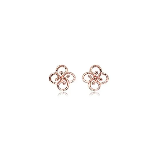 14K Rose Gold Twist Clover Post Earrings Jaymark Jewelers Cold Spring, NY