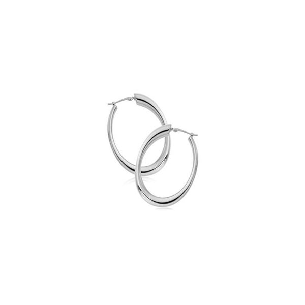 14K White Gold Oval Hoops Jaymark Jewelers Cold Spring, NY