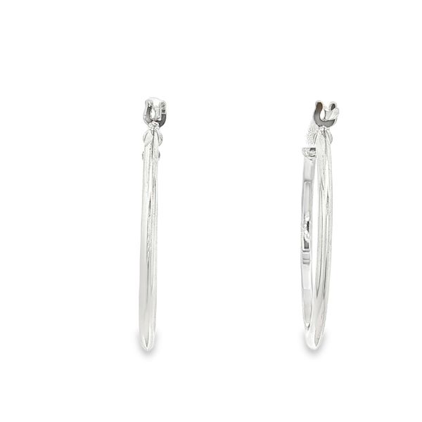 14K White Gold Oval Hoop Earrings Image 2 Jaymark Jewelers Cold Spring, NY
