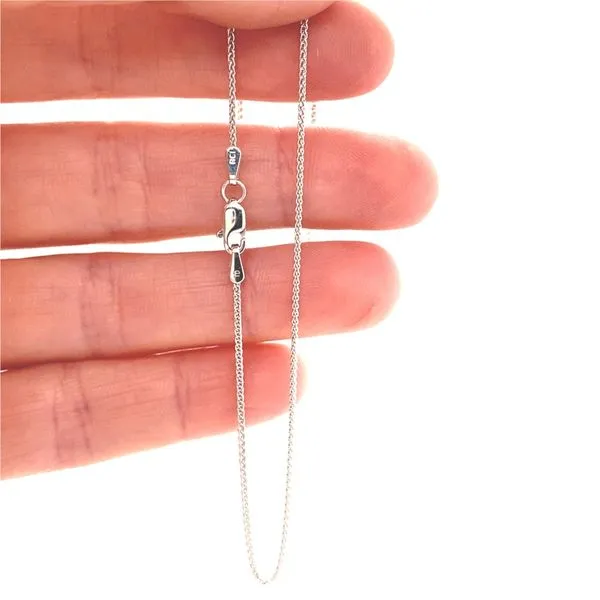 14K White Gold 1.00mm Round Wheat Chain, 20