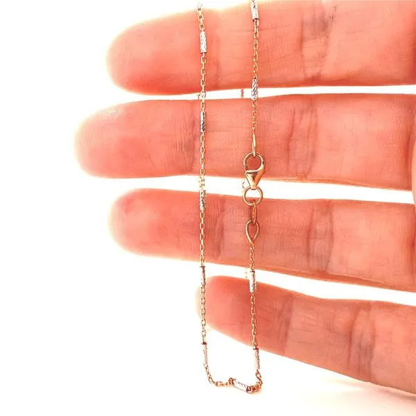 14K Two Tone Fancy Link Chain, 18