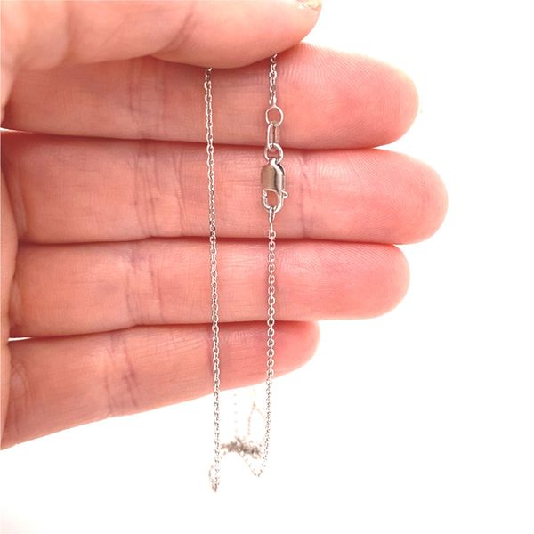 14K White Gold 1.1mm Cable Chain, 18