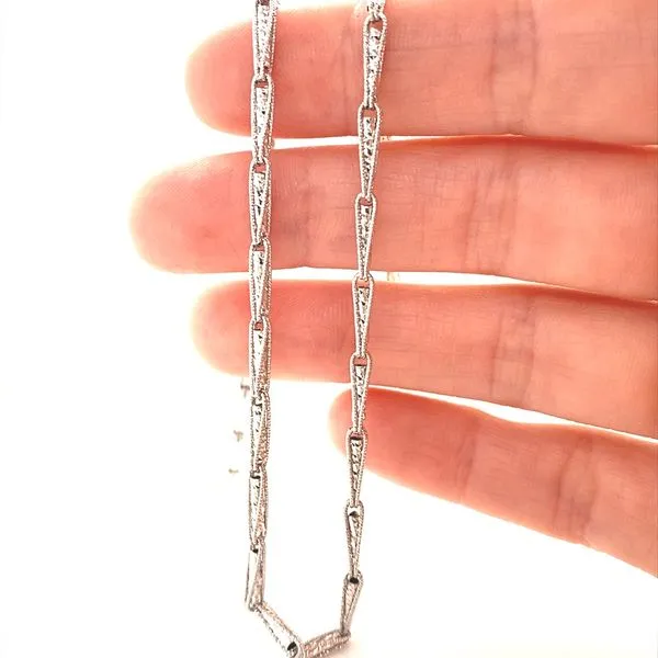 14K White Gold Sparkly Fancy Necklace, 18