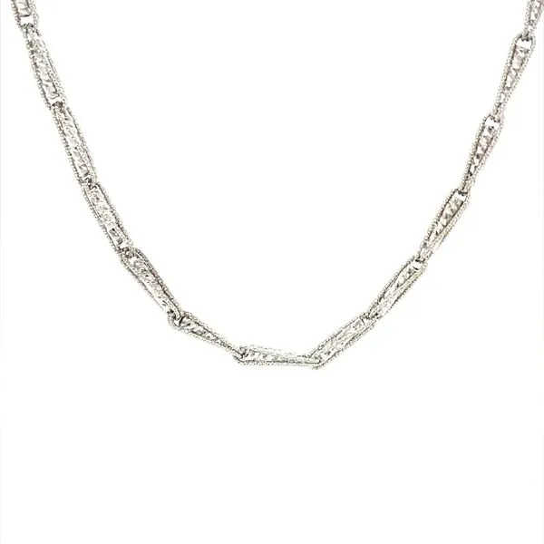 14K White Gold Sparkly Fancy Necklace, 18