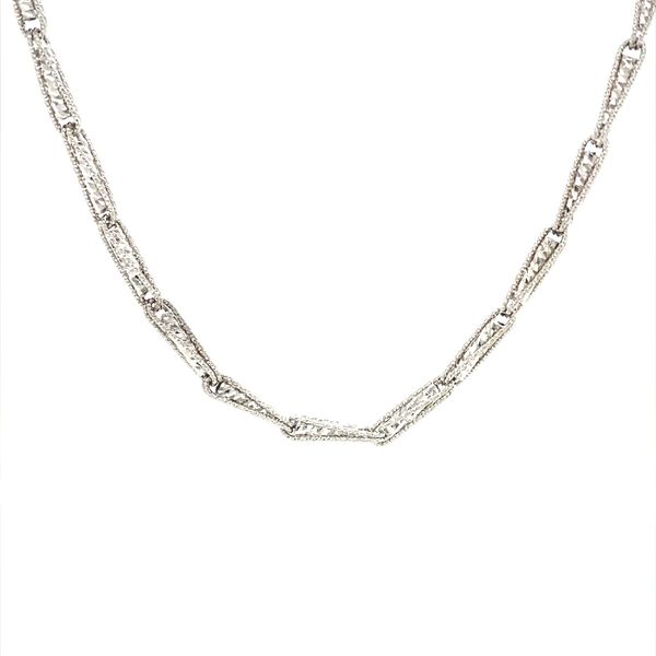 14K White Gold Sparkly Fancy Necklace, 17
