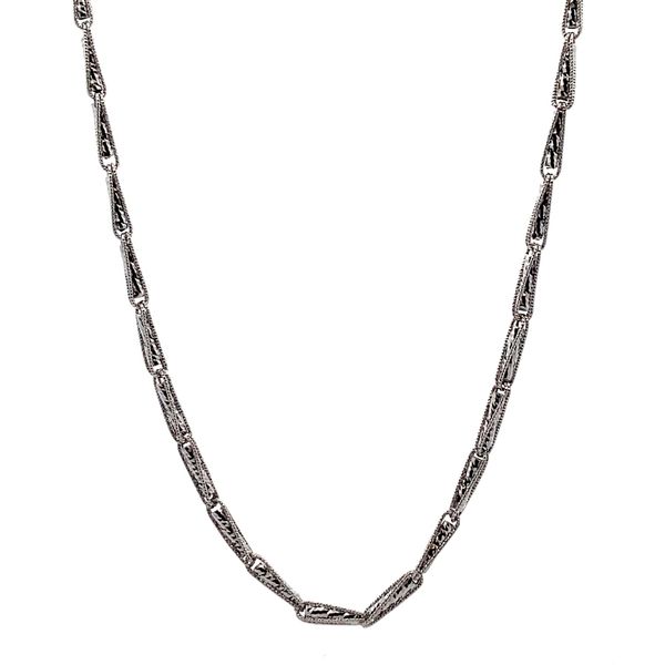 14K White Gold Sparkly Fancy Necklace, 18