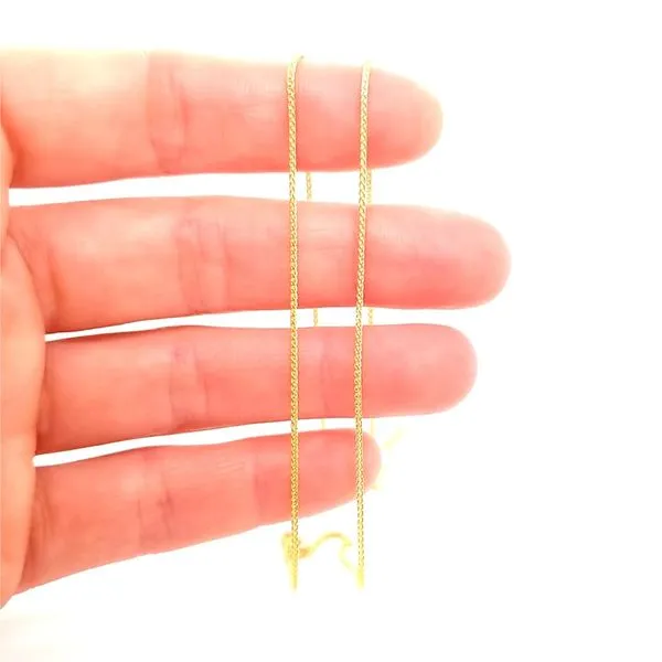 14K Yellow Gold 1mm Round Wheat Chain, 20