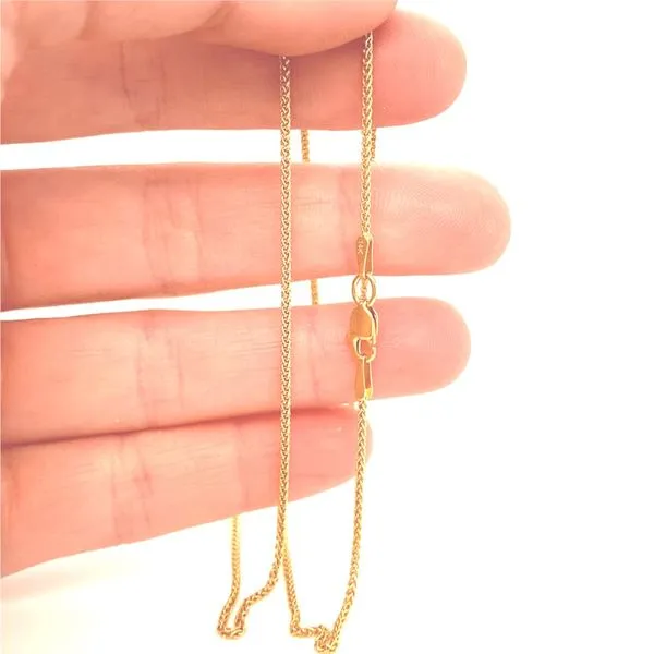 14K Yellow Gold 1.2mm Round Wheat Chain, 18