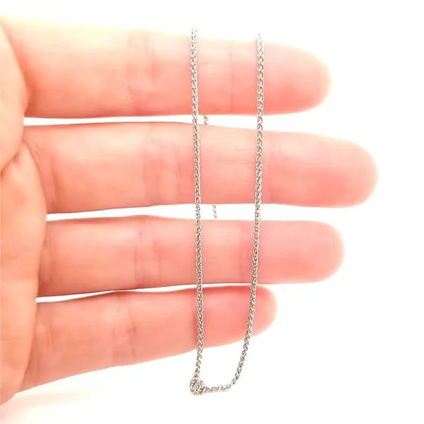 14K White Gold 1.2mm Wheat Chain, 18